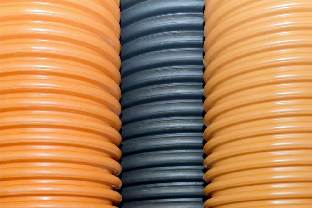 Plastic corrugated pipes for water supply, sewage, plumbing.